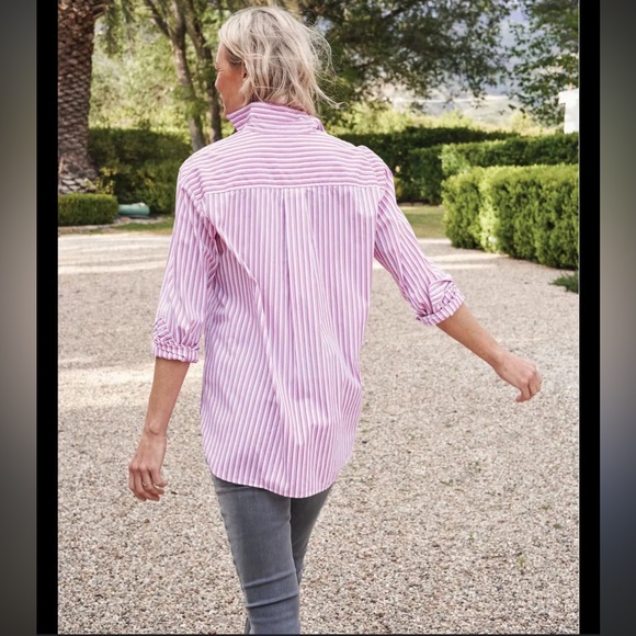 Frank & Eileen Shirt Women’s Joedy 100% Cotton Stripe XS Italy Made Oversized - Picture 2 of 11